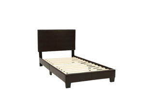 English Elm Modern Faux Leather Upholstered Bed Queen Size with Adjustable Headboard, Low-Profile Slat Support Frame, Sleek Contemporary Design Brown,Espresso 45 L x 31 W x 7 H B011P395417