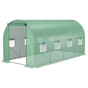 English Elm Outsunny Walk-in Hoop Greenhouse Steel Frame Pe Cover Ventilation for Year-round Growing W2225P217790
