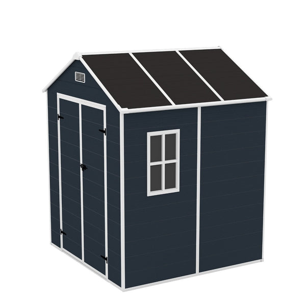 English Elm Campcraft Resin Storage Shed 6x6 Ft with Thick Pp Panels Uv Resistant Lockable W1598S00026