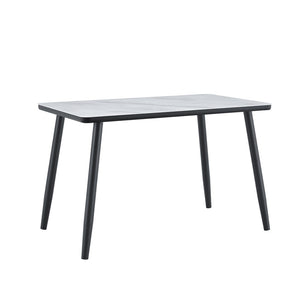 English Elm Only Rectangular Dining Tabletop Minimalist Furniture Grade Surface for Compact Spaces White+Black W1151P427112