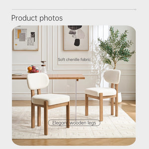 English Elm Wooden Wingback Dining Chairs Chenille Upholstered Farmhouse Set for Kitchen Comfort Beige W3244P316072