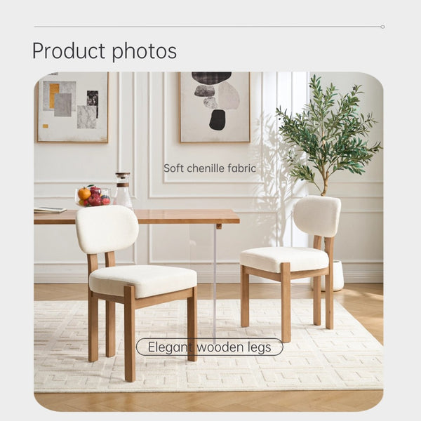 English Elm Wooden Wingback Dining Chairs Chenille Upholstered Farmhouse Set for Kitchen Comfort Beige W3244P316072