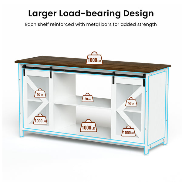 English Elm Metal Aquarium Stand with Cabinet for 80 Gallon Tank, White Storage Shelves, 1000LB Top Load Capacity, Durable Steel Frame, 58.9"L x 19.7"W x 32.6"H W1162P206000