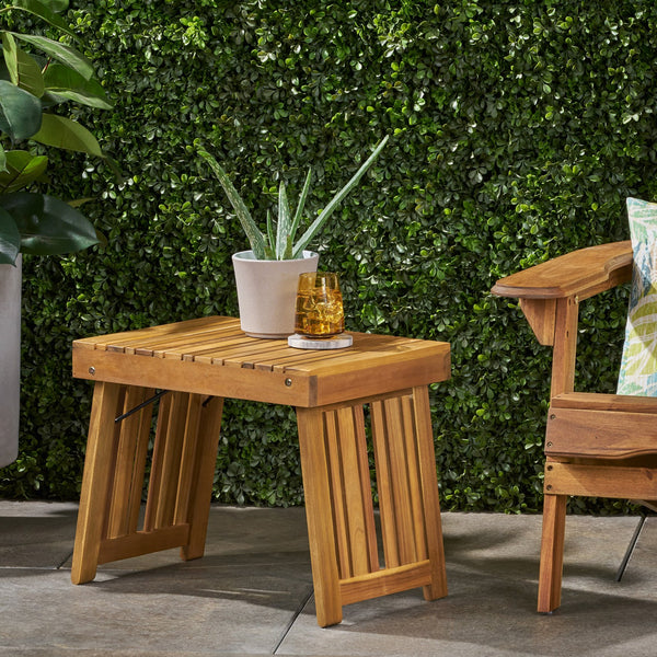 English Elm Christopher Knight Home® - KYOTO SIDE TABLE Foldable Slat-Top Wood Accent Table with Classic Leg Frame, Compact 21.5" W Teak 69317.00