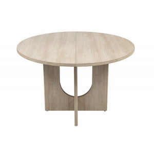 English Elm 5 Piece Round Oak Dining Set with Sculptural Base and Four Upholstered Chairs B011S01918