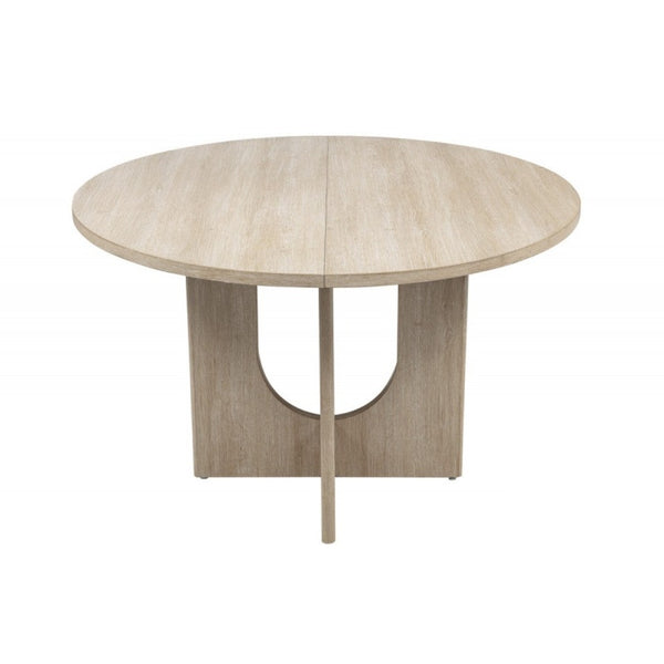 English Elm 5 Piece Round Oak Dining Set with Sculptural Base and Four Upholstered Chairs B011S01918