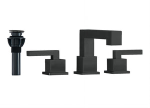 English Elm Matte Black Widespread Bathroom Faucet - Elegant Waterfall Design, 2-Handle, Durable & Modern Style T3177P277508