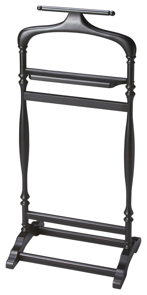 Butler Specialty Judson Rectangular Wood Valet Stand For Effortless Morning Organization And Stylish Apparel Display Black Rubberwood Solids,Poplar Hardwood Solids,Resin 1926111-butler