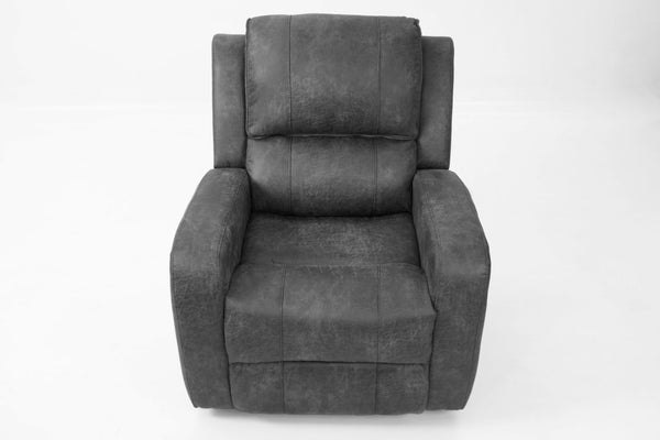 English Elm Modern Grid Tufted Manual Recliner Smoke Leather Like Fabric Square Arm Lounge Chair B011P466427