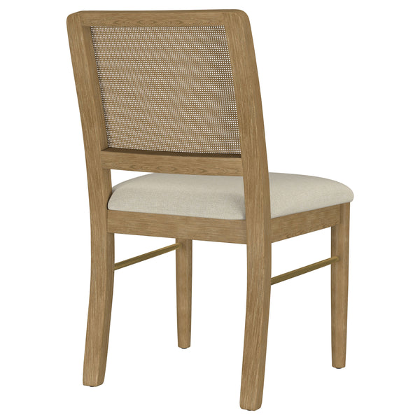 English Elm Benson Sand Wash Cane Dining Side Chairs Set of 2 — Handwoven Cane Backs, Beige Linen Seats, Cream Finish B062P374114
