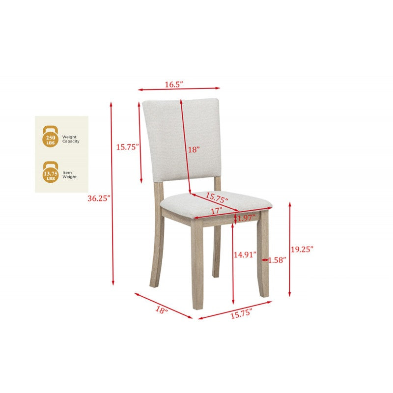 English Elm Light Oak Wood Dining Chairs Set of 2 with Beige Upholstered Soft Cushions, Coastal-Modern Comfort Design B011P373679