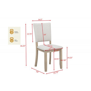 English Elm Light Oak Wood Dining Chairs Set of 2 with Beige Upholstered Soft Cushions, Coastal-Modern Comfort Design B011P373679