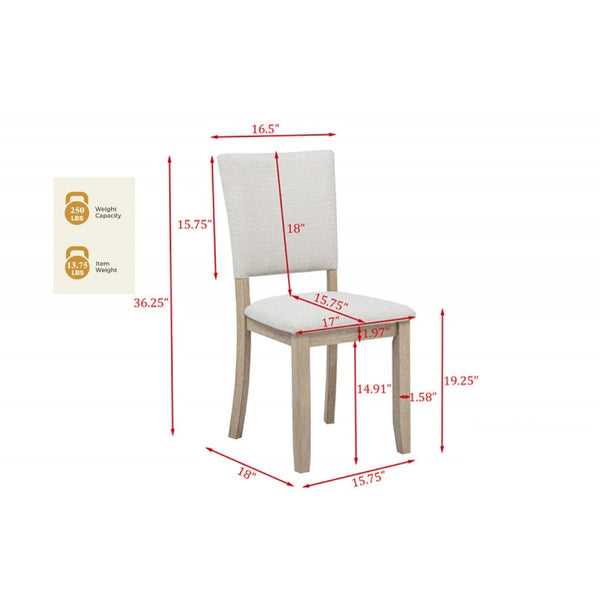 English Elm Light Oak Wood Dining Chairs Set of 2 with Beige Upholstered Soft Cushions, Coastal-Modern Comfort Design B011P373679