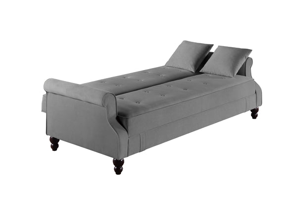 English Elm Adjustable Sofa Bed with Hidden Under-Seat Storage, Button-Tufted Comfort & Rolled Arm Elegance Gray 72 L x 45 W x 13 H B089P240493