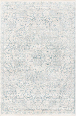 Unique Loom Newport Elms Machine Made Medallion Rug Gray, Ivory/Blue 5' 3" x 8' 0"