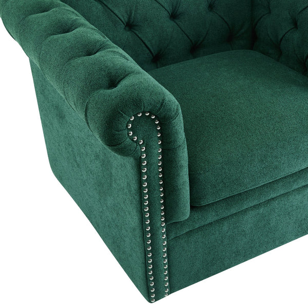 English Elm Christopher Knight Home® - Chesterfield Swivel Club Chair with Deep Button Tufting, Nailhead Trim, 360° Metal Swivel Comfort Dark Green 39.25 L x 33.85 W x 27.85 H N776P195601T