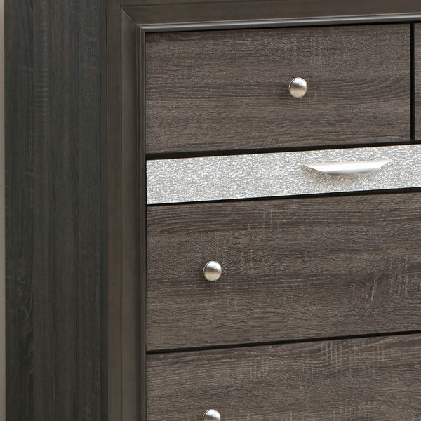 English Elm Madrid 6-Drawer Chest with Felt-Lined Full-Extension Drawers, Modern Laminate Wood Grain Finish Gray 43 L x 66 W x 20 H B078P285997
