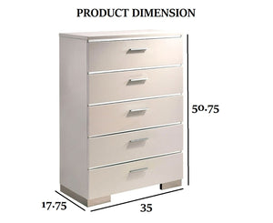 English Elm 1pc Crocodile-Embossed Chest with Diamond-Crusted Handles, Silver-Lined Panels, Glam Contemporary Appeal Chrome,White 39 L x 21 W x 56 H B2741P368138