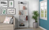 Manhattan Comfort Cooper Mid-Century Modern Ladder Bookcase White 192AMC6