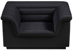 Cascade Black Velvet Fabric Chair 192Black-C Meridian Furniture