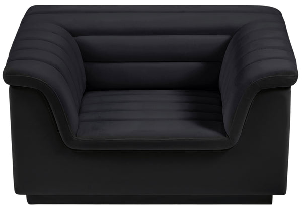 Cascade Black Velvet Fabric Chair 192Black-C Meridian Furniture