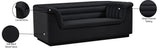 Cascade Black Velvet Fabric Loveseat 192Black-L Meridian Furniture