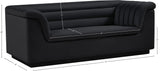 Cascade Black Velvet Fabric Loveseat 192Black-L Meridian Furniture