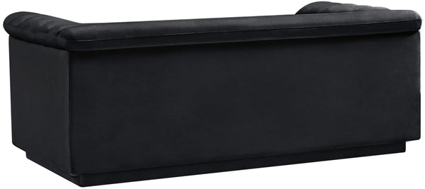 Cascade Black Velvet Fabric Loveseat 192Black-L Meridian Furniture