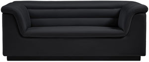 Cascade Black Velvet Fabric Loveseat 192Black-L Meridian Furniture
