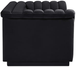 Cascade Black Velvet Fabric Loveseat 192Black-L Meridian Furniture