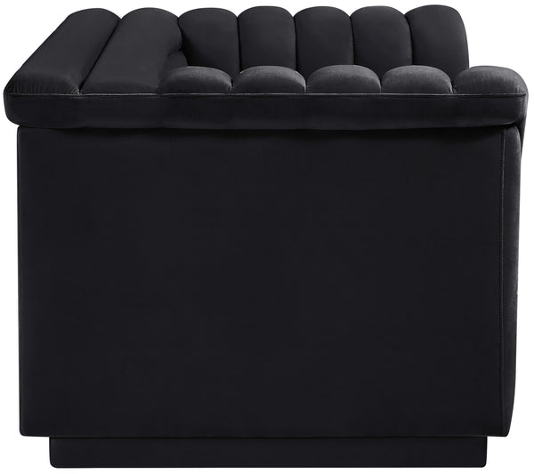 Cascade Black Velvet Fabric Loveseat 192Black-L Meridian Furniture