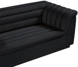 Cascade Black Velvet Fabric Loveseat 192Black-L Meridian Furniture