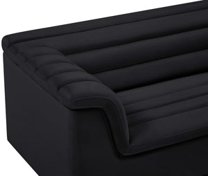 Cascade Black Velvet Fabric Loveseat 192Black-L Meridian Furniture