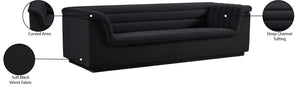 Cascade Black Velvet Fabric Sofa 192Black-S Meridian Furniture