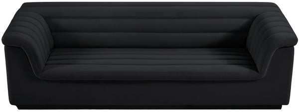 Cascade Black Velvet Fabric Sofa 192Black-S Meridian Furniture