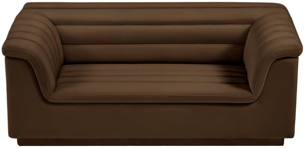 Cascade Brown Velvet Fabric Loveseat 192Brown-L Meridian Furniture