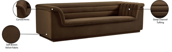 Cascade Brown Velvet Fabric Sofa 192Brown-S Meridian Furniture