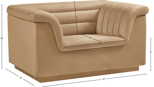 Cascade Camel Velvet Fabric Chair 192Camel-C Meridian Furniture