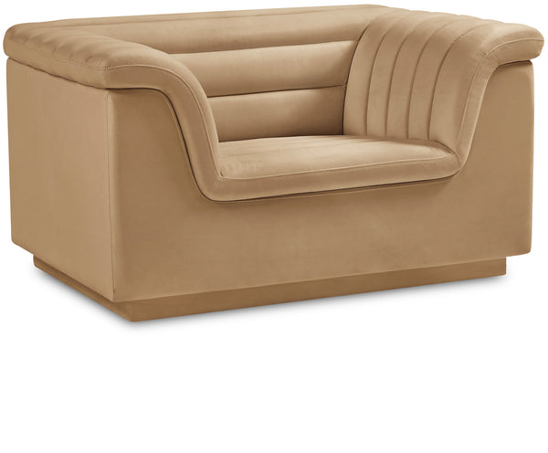 Cascade Camel Velvet Fabric Chair 192Camel-C Meridian Furniture