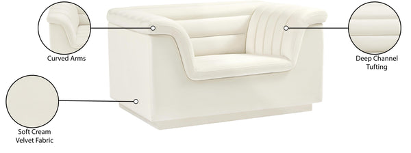 Cascade Cream Velvet Fabric Chair 192Cream-C Meridian Furniture