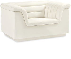 Cascade Cream Velvet Fabric Chair 192Cream-C Meridian Furniture