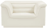 Cascade Cream Velvet Fabric Chair 192Cream-C Meridian Furniture