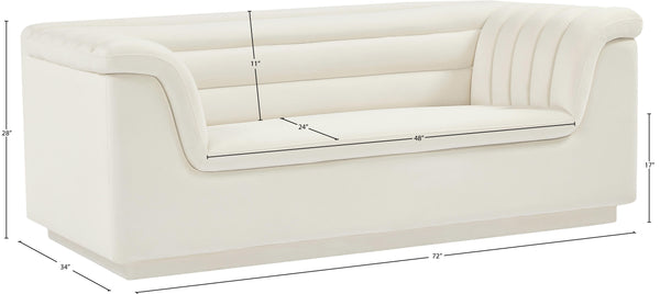 Cascade Cream Velvet Fabric Loveseat 192Cream-L Meridian Furniture