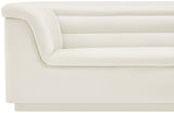 Cascade Cream Velvet Fabric Loveseat 192Cream-L Meridian Furniture