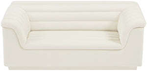 Cascade Cream Velvet Fabric Loveseat 192Cream-L Meridian Furniture