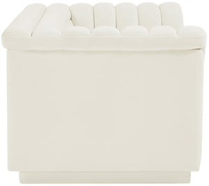 Cascade Cream Velvet Fabric Loveseat 192Cream-L Meridian Furniture