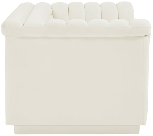 Cascade Cream Velvet Fabric Loveseat 192Cream-L Meridian Furniture