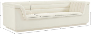 Cascade Cream Velvet Fabric Sofa 192Cream-S Meridian Furniture