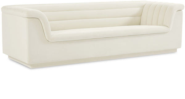 Cascade Cream Velvet Fabric Sofa 192Cream-S Meridian Furniture