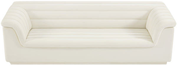 Cascade Cream Velvet Fabric Sofa 192Cream-S Meridian Furniture